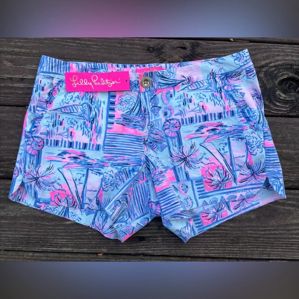 Lilly Pulitzer Adie Ruffle Pocket Stretch,Whisper Blue,Yeah Buoy Coastal|size:4 - Picture 1 of 16